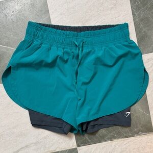 Gymshark Teal and Black Women's Athletic Shorts